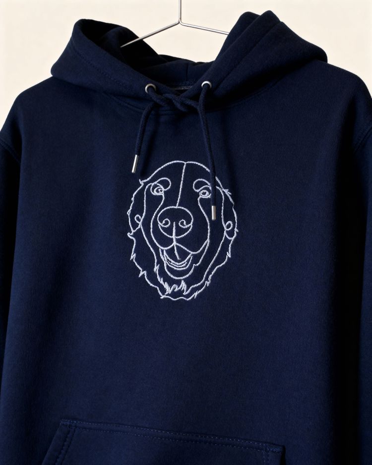 Haftowany One-Line Bluza z Kapturem