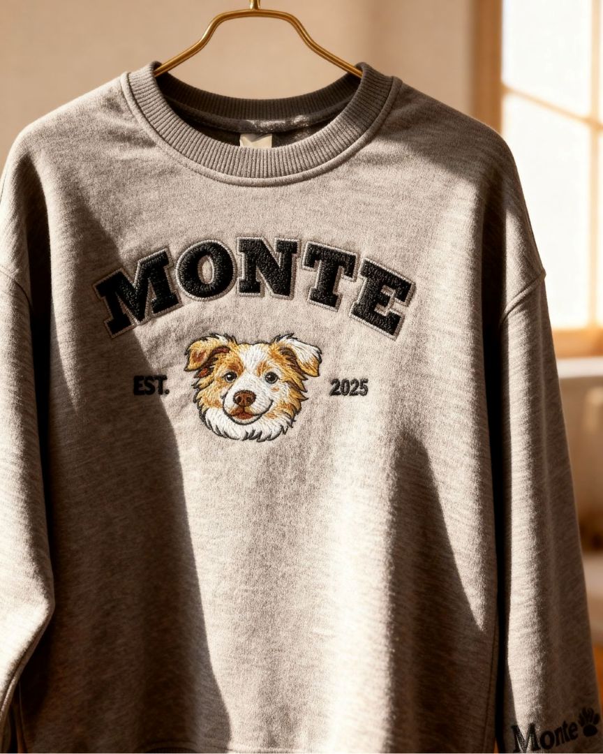 Haftowany University Sweter